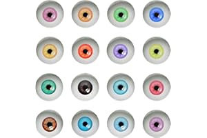 JULIE WANG 10pairs 25mm Glass Paper Sticker Human Eyes for Art Dolls Sculptures Props Masks Fursuits Jewelry Making Taxidermy Flatback