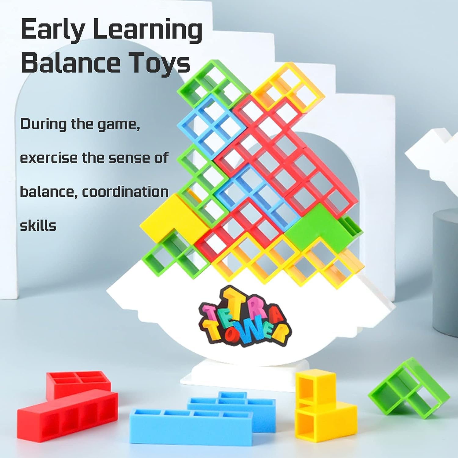 Multipurpose Go 50 Pcs Board Games for Kids & Adults Tetra Tower Balance Stacking Toys Perfect for Family Games, Parties, Travel