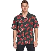 Fisyme Hawaiian Shirt for Men Loose-Fit Short Sleeve Button Down Beach Casual Shirts