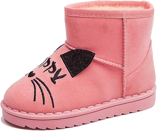 Amazon Godlovefull かわいい 猫柄 ムートンブーツ 女の子 ボア ガールズ キッズブーツ ショートブーツ スノーブーツ 秋冬 プレセンス風 子供靴 ふわふわ 防寒対策 撥水加工 履きやすい 滑り止め 通学 通園 ブーツ