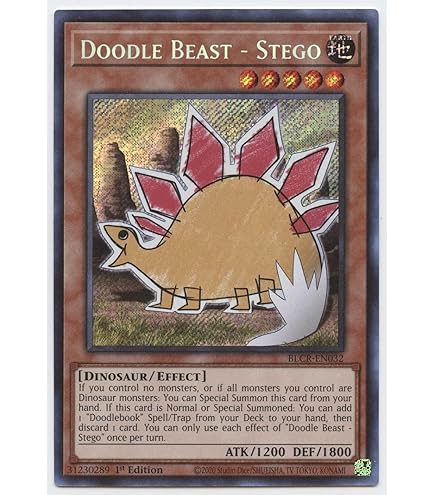 Near Mint Condition Yu-Gi-Oh! TCG Doodle Beast - Dino Stego Tyranno Uh Uh Uh! Card (Ungraded, Near Mint) BLCR Doodlebook Deck Near Mint Condition Yu-Gi-Oh! TCG Doodle Beast - Dino Stego Tyranno Uh Uh Uh! Card (Ungraded, Near Mint) BLCR Doodlebook Deck