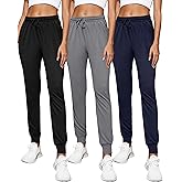 CE' CERDR 3/1 Pack Lightweight Joggers for Women with Pockets Drawstring Athletic Sweatpants for Workout Yoga Running