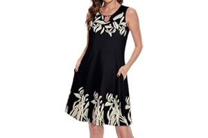 CHICALLURE Womens Summer Dress Keyhole Sundress with Pockets Casual Sleeveless Trendy Holiday Dresses