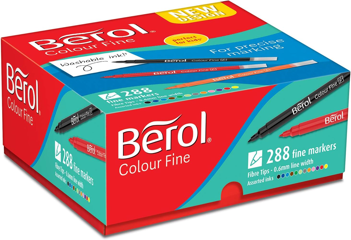 Berol Felt Tip Colouring Pens, Fine Point (0.6mm), Assorted Colours