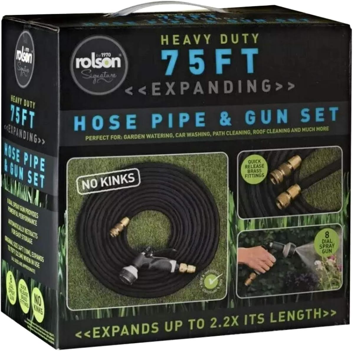 Best gifts NEW ROLSON HEAVY DUTY 2.2x EXPANDING 75FT FLEXIBLE HOSE PIPE WHITH SPRAY GUN SET, Black, 75 feet