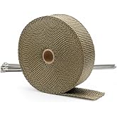 ARTR 2" x 50' Titanium Exhaust Header Heat Wrap 1 Roll | Lava Fiber, 10PCS 11.8 Inch Stainless Steel Locking Ties