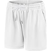 Guicizi Shorts for Boys Athletic Running Shorts Mesh Lightweight Workout Basketball Short Moisture Wicking Activewear for Kids White 8-9 Years