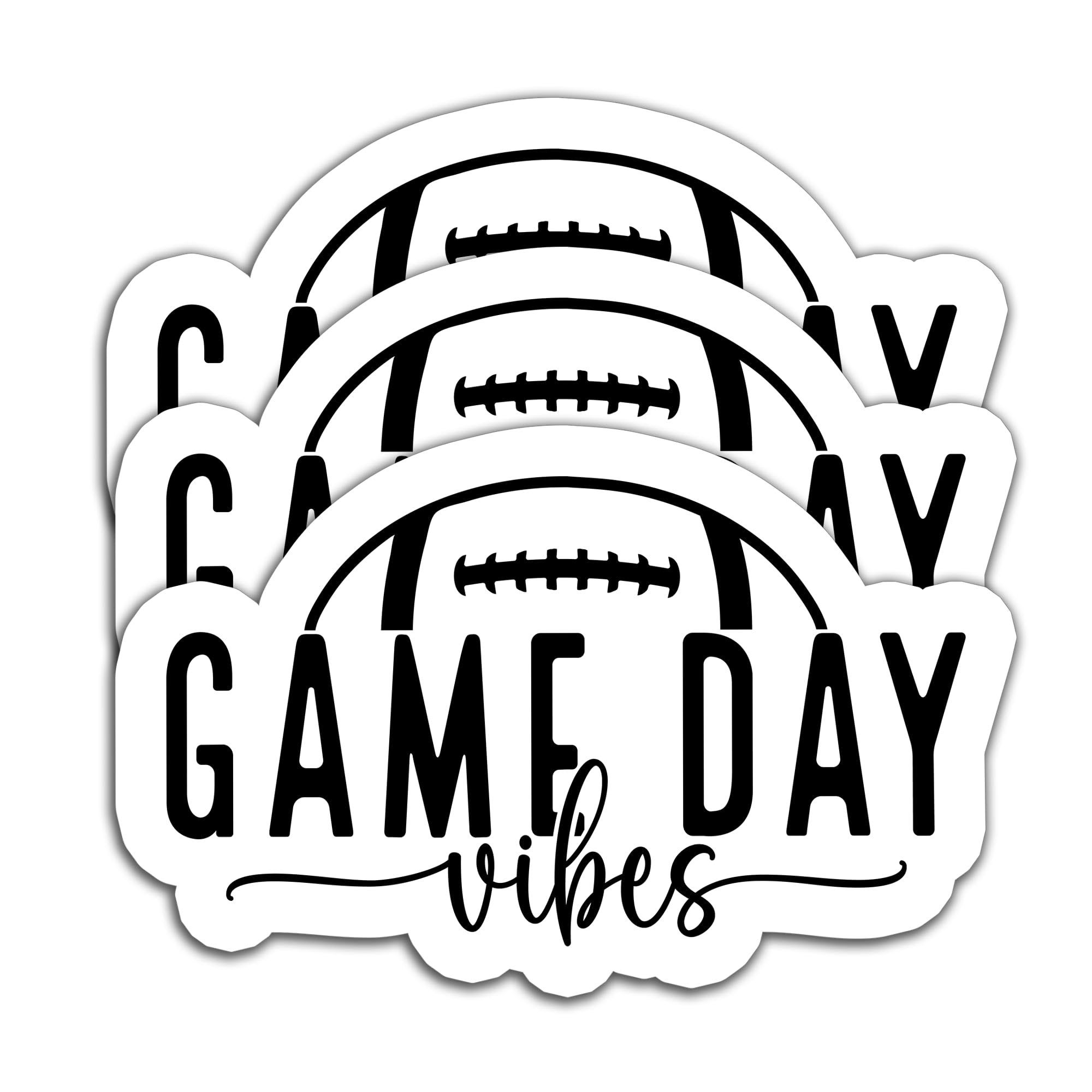 Photo 1 of (3pcs) Game Day Vibes Football Sticker – Waterproof Vinyl Decal for Laptop, Tumbler, Water Bottle, Scrapbook, Phone – Football Stickers for Boys, Girls, Fans – 3" x 1.9"