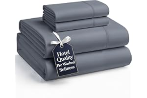 Bed Sheet Set - 4 Piece King Bedding Sheets – Oxygen Washed Soft Brushed Microfiber Fabric - Shrinkage & Fade Resistant - (Ki