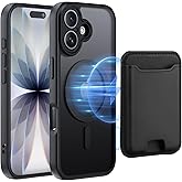 TopMade Mag-Safe Case for iPhone 17 with Magnetic Wallet Card Holder, Mag-Safe Phone Case with Magnetic Wallet Fit 4 Cards, Translucent Matte Shockproof Case for iPhone 17 6.3 inch, Black