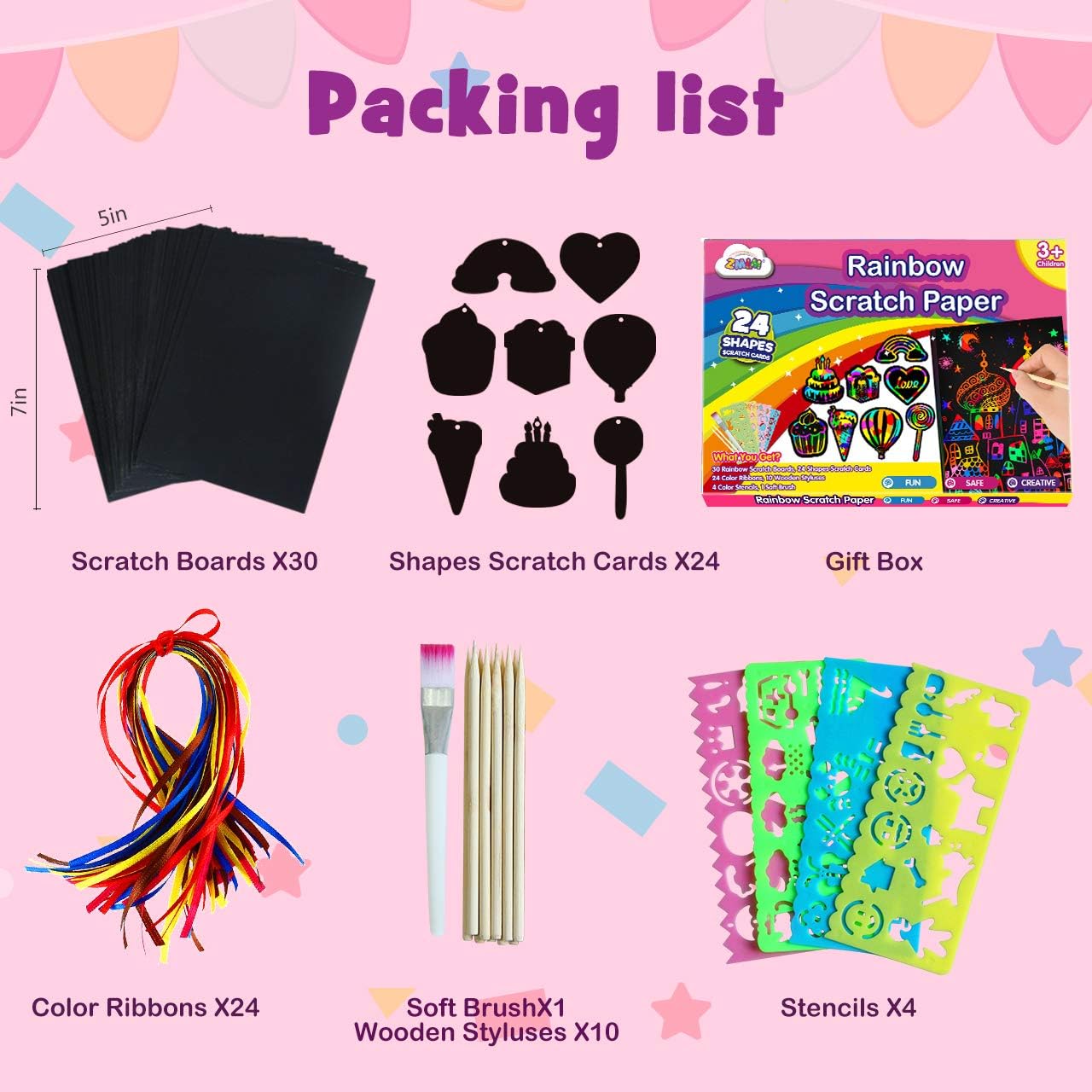 ZMLM Scratch Paper Art-Craft Girl: Rainbow Scratch Magic Drawing Set Paper Pad Board Supply Kit Toddler Project Activity for 3-12 Year Old Kid Game Toy Holiday|Party Favor|Birthday|Children's Day Gift: Toys & Games