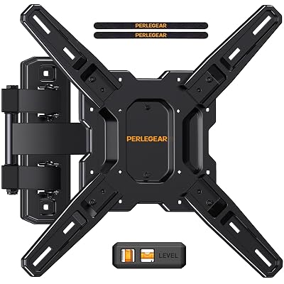 Perlegear Full Motion TV Mount for Most 26–65 inch Flat or Curved TVs up to 82 lbs, Wall Mount TV Bracket with Articulating Arms, Tool-Free Tilt, Swivel, Extension, Max VESA 400x400mm, PGMF3