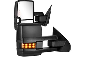 SANOOER Towing Mirrors Compatible with 2014 2015 2016 2017 2018 Chevy Silverado GMC Sierra 1500 2500 HD 3500 HD with Power Glass LED Arrow Turn Signal Backup Lamp Running Light Heated Extendable Pair Set