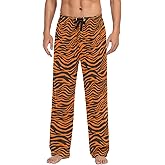 ALAZA Men's Tiger Orange Stripe Repeated Black Jungle Safari Sleep Pajama Pant
