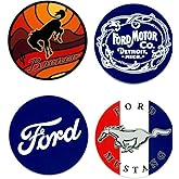 Ford Bronco, Mustang, Classic and 1903 Logos 4" Round Vinyl Sticker 4-Pack