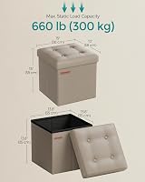 SONGMICS MAZIE Collection Storage Ottoman 38 cm Folding Foot Rest Camel Brown view 5
