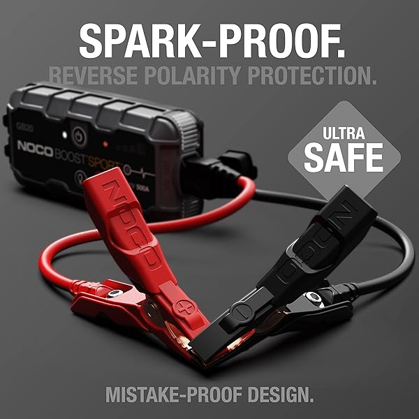 NOCO BOOST GB20: 500A ULTRASAFE JUMP STARTER – 12V LITHIUM BATTERY BOOSTER PACK, PORTABLE JUMP BOX, POWER BANK & JUMPER CABLES – FOR 4.0L GAS ENGINES