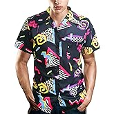 80's Men's Vintage Hawaiian Beach Shirts - 90's Button Up Disco Theme Party Shirts