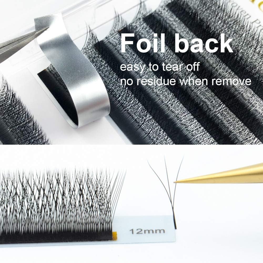 NAGARAKU 3D Lashes,W Shape Eyelash Extensions 0.07mm C Curl 8-12mm Mix Volume Lashes Hand Woven Long Stem Matte Black Premade Fans 3 Tips False Eyelash - Image 3