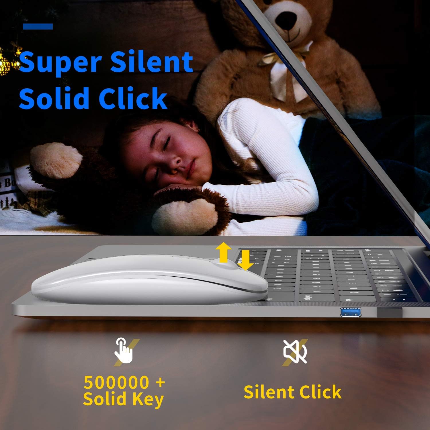 Anmck Wireless Silent Mouse,USB Laptop PC Cordless Rechargeable Slim Mice - Image 5