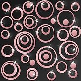 Outus 72 Pcs Circle Mirror Wall Stickers Removable DIY, Pink | Acrylic Reflective Surface, Self Adhesive Easy Install, Geometric Design for Living Room Bedroom, Multiple Sizes Included