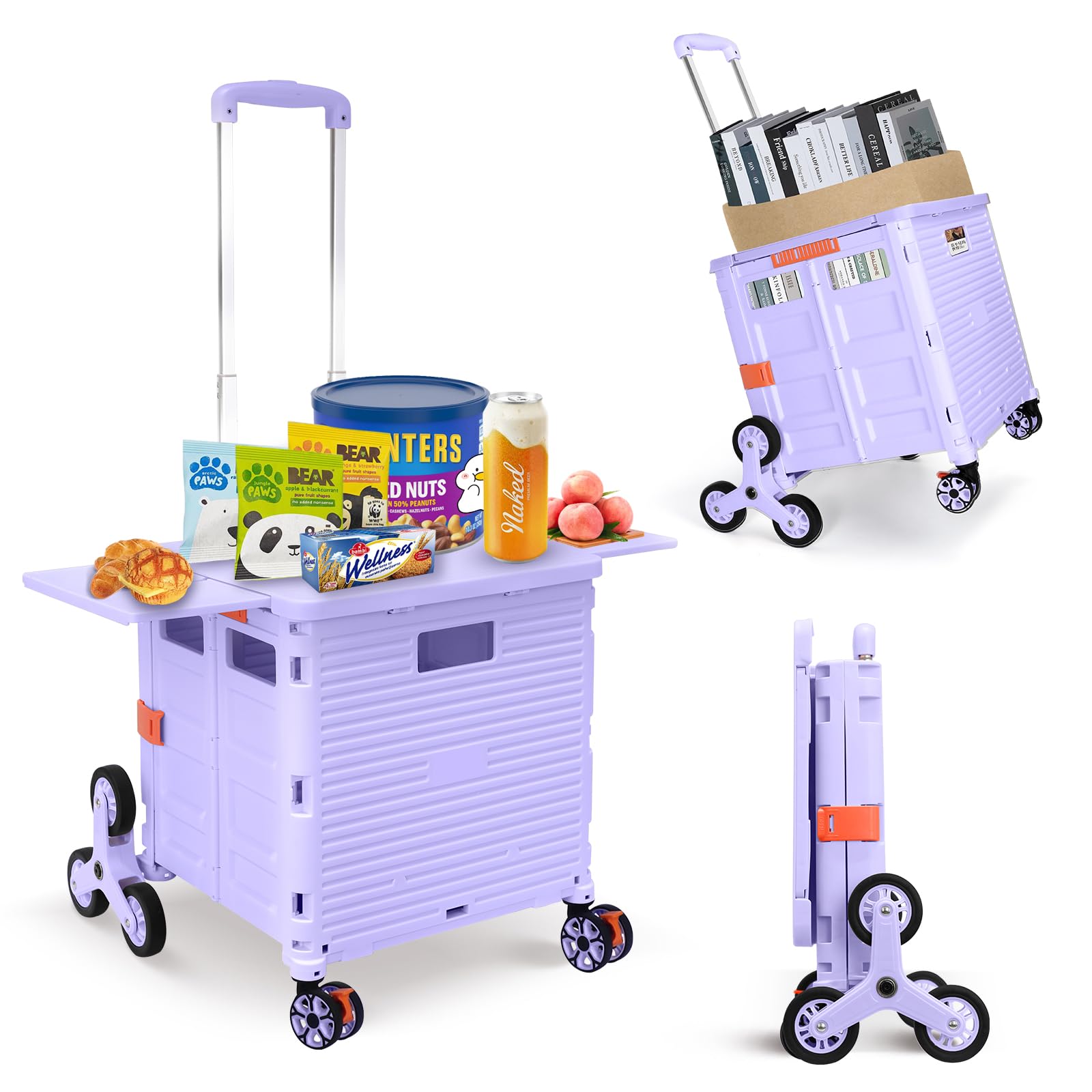 TODAYGO Foldable Utility Cart, Stair Climbing Cart, Collapsible Rolling Crate With