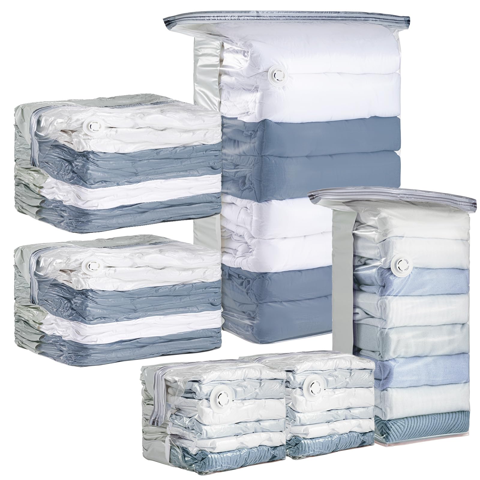 Photo 1 of TAILI 6 Pack Vacuum Storage Bags, Cube Space Saver Bags Combo (3 Jumbo +3 Medium), Vacuum Seal Bags for Bedding, Clothing, Comforters, Blankets, Closet Oragnizer and Storage