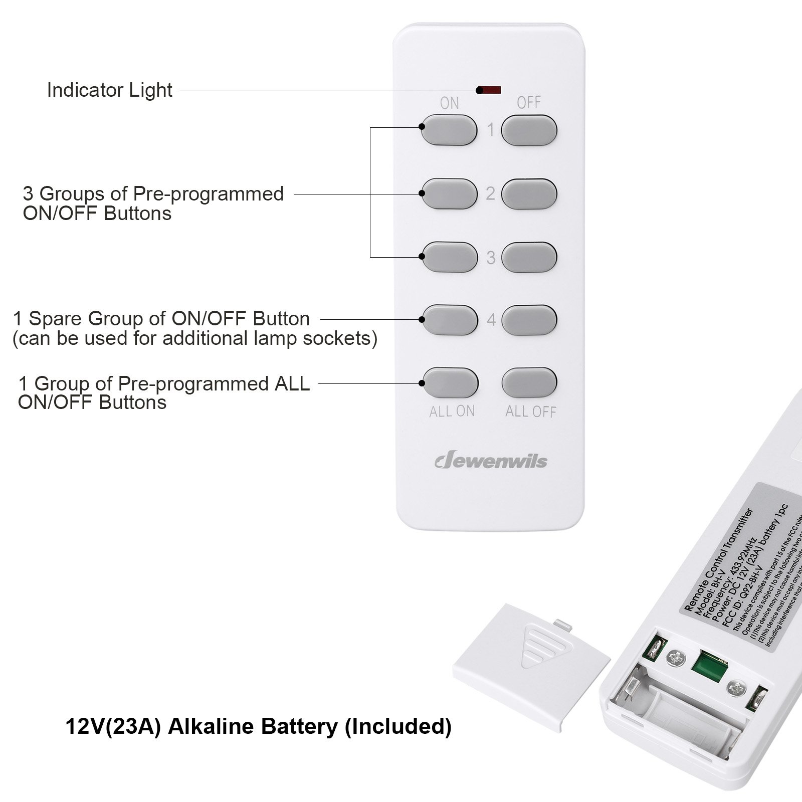 Dewenwils Remote Control Light Lamp Socket E26 E27 Bulb Base Holder