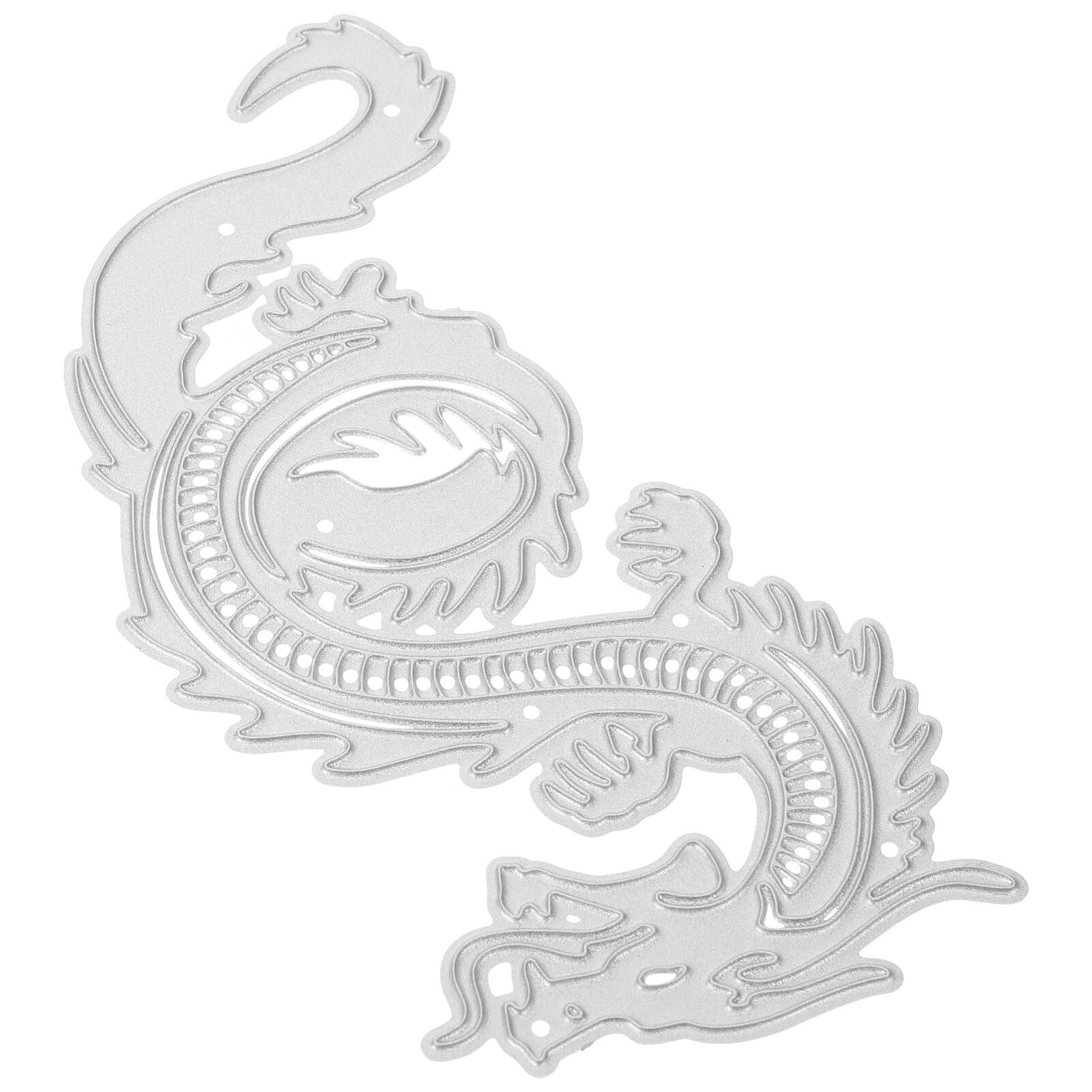Tofficu Dragon Die Cut Metal Stencil 4.1X2.2 Inch Carbon Steel Cutting Die for DIY Scrapbook Card Making and Chinese Dragon Craft