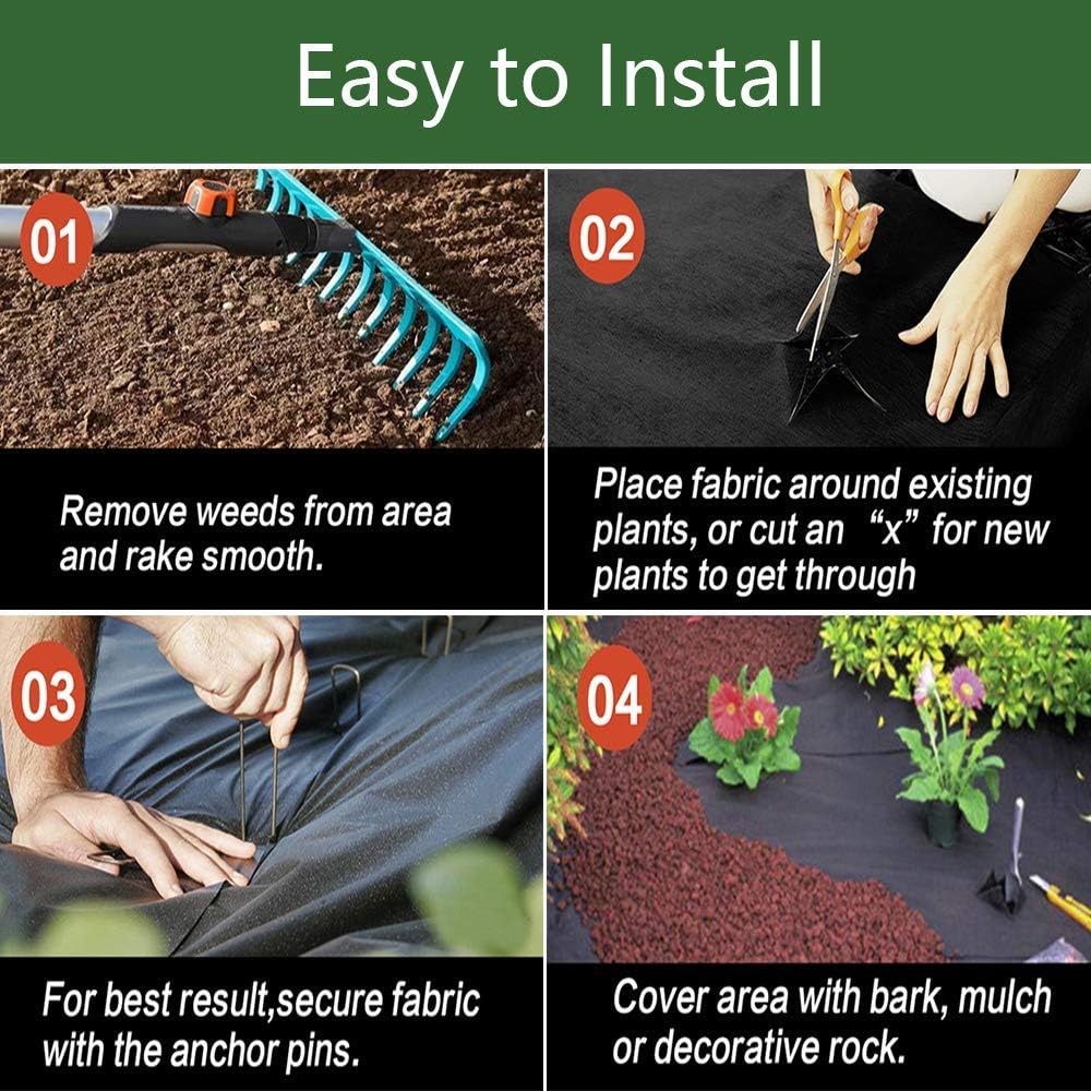 LITA 10M x 1M Wide Weed Barrier Control Fabric Ground Cover Membrane Garden Landscape Driveway Weed Block Nonwoven Heavy Duty 125gsm Black - Image 4