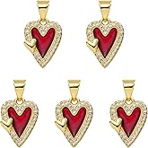 COGCHARGER 5Pcs Gold Heart Charms for Jewelry Making Crystal Charms Brass Enamel Cubic Zirconia Valentine's Day Pendants for Earring Bracelet Necklace DIY Accessories