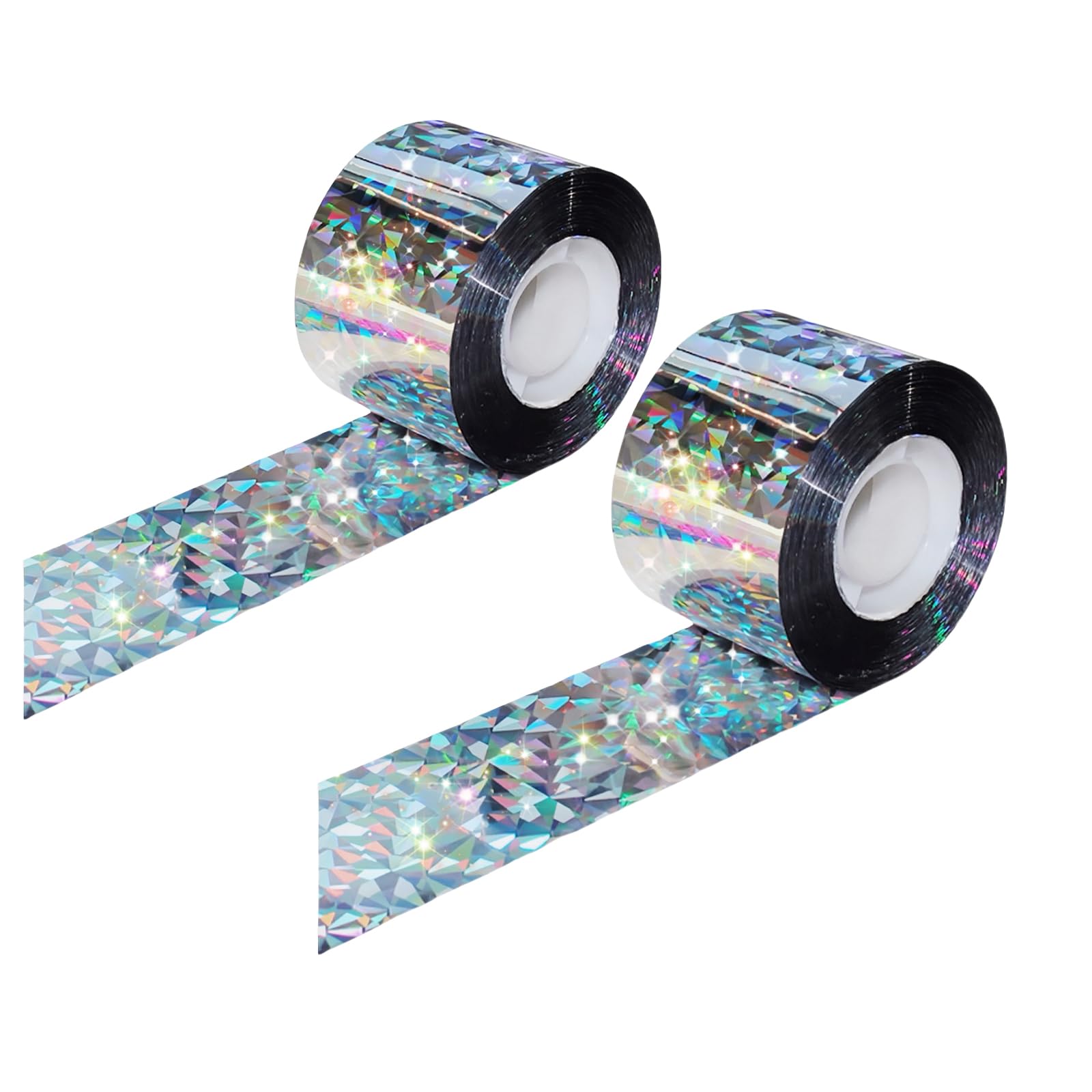 Homvik 2pcs Bird Scarer Reflective Tape Double Sided Flash Deterrent Tape for Scare Pigeon Woodpeckers and Other Birds Away Garden Outdoor House Patio Orchard guttering 1.9inch X 530FT
