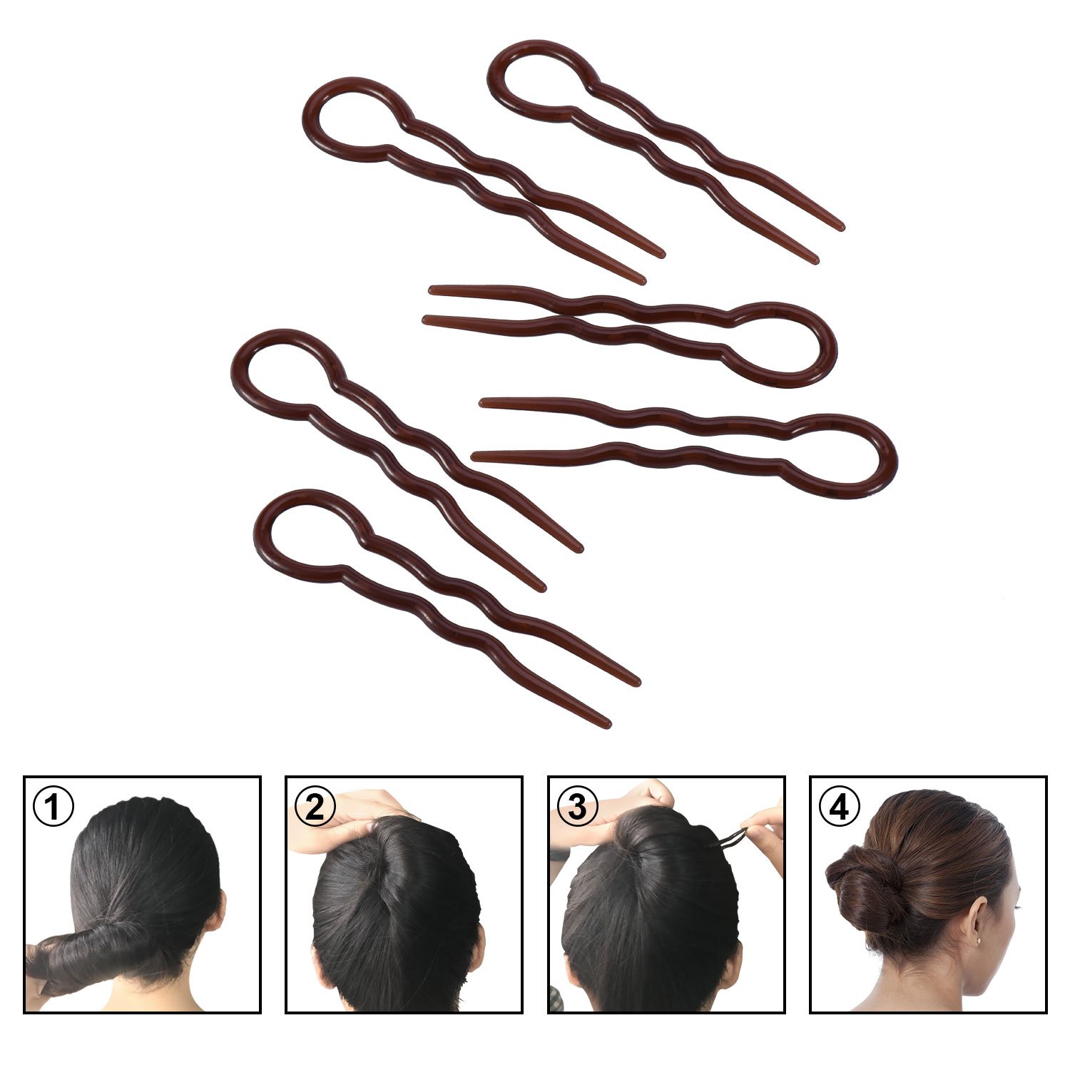 Canomo 36 Pieces Plastic U Shaped Hair Pins Hair Style Grip Pins Fast Spiral Hair Braid Twist Styling Clips for Girls and Women(Black and Brown) : Beauty