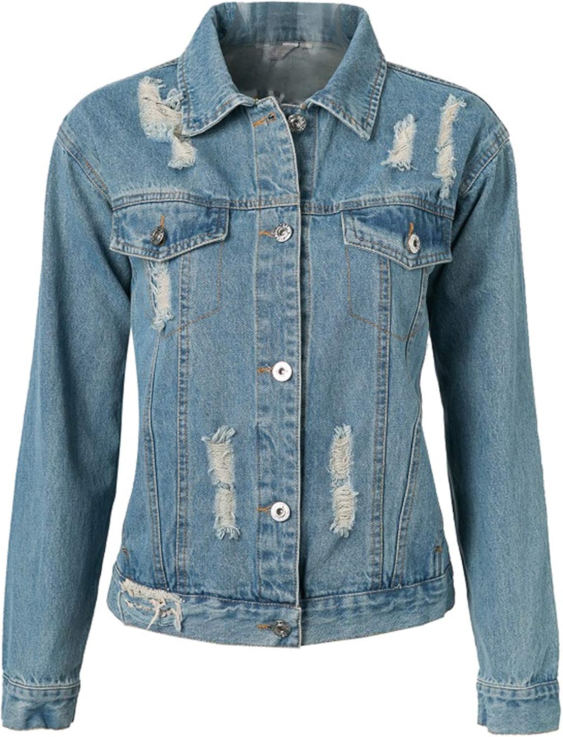 women's ripped denim jean jacket