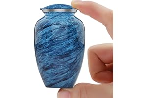 MODERN MEMORIALS Modern Memorial Franklin Aluminum Urns, Artistic Teal Cremation Urn for Ashes, Urn for Adult Male and Female, Memorial Keepsake for Ashes, Burial and Funeral Urn's Holds Up to 3 Lbs