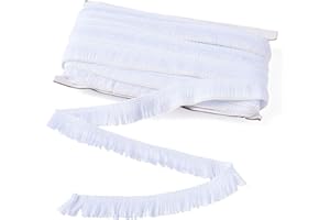 KISSITTY 27 Yards Fringe Trim Tassel 1 Inch Polyester Fibre Lace Ribbon Trim for Sewing Clotheing Home Decors, White