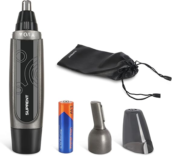 SUPRENT Nose and Ear Hair Trimmer for Men, Battery Operated Nasal Hair