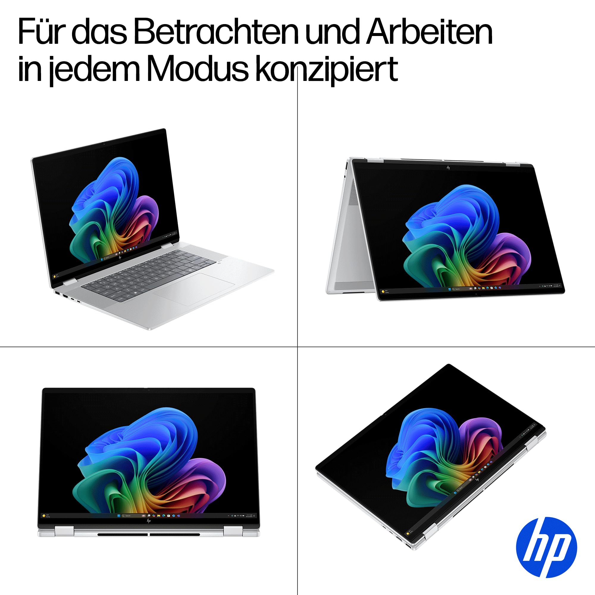 HP OmniBook X Flip 2-in-1 Laptop (16" 2K Touchscreen, Intel Core Ultra 5, Copilot+, 16GB RAM, 512 GB SSD, Win11, QWERTZ) - Silber 5