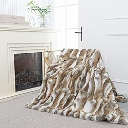 Real Rabbit Fur Throw Blanket Rug Luxury Patchwork