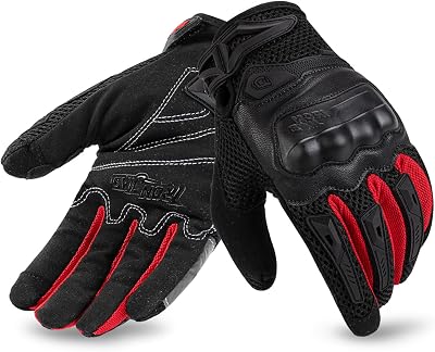 Motorradhandschuhe Herren Sommer Touchscreen weich atmungsaktiv und bequem geeignet für Motorradfahren Bergsteigen Wandern und andere Outdoor-Sportarten Rot-M