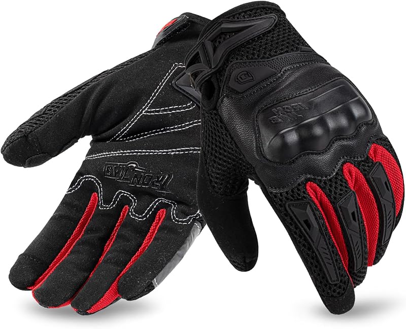 Motorradhandschuhe Herren Sommer Touchscreen weich atmungsaktiv und bequem geeignet für Motorradfahren Bergsteigen Wandern und andere Outdoor-Sportarten Rot-M