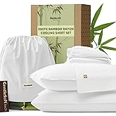 Bedsure Cooling Sheets, Rayon Derived from Bamboo & Cotton Blend, GentleSoft, Breathable, King Size Sheets Set, Deep Pocket U