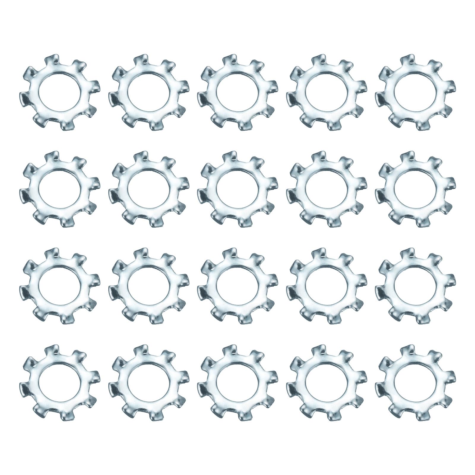 Photo 1 of uxcell 100Pcs 8# External Tooth Lock Washer, Zinc-Plated Carbon Steel Multi-Tooth Star Washer Locking Fastener, Silver Tone