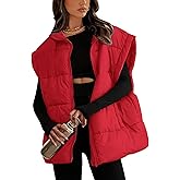 Daacee Women's Oversized Puffer Vest Lightweight Warm Sleeveless Puffy Bubble Outerwear Jackets Coats with Pockets