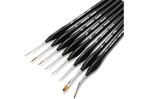 DUGATO Fine Detail Paint Brush Set 8pcs, Tiny Professional Micro Miniature Painting Brushes Kit with Ergonomic Handle for Acrylic, Oil, Watercolor, Art, Scale Model, Face, Paint by Numbers (VIII)