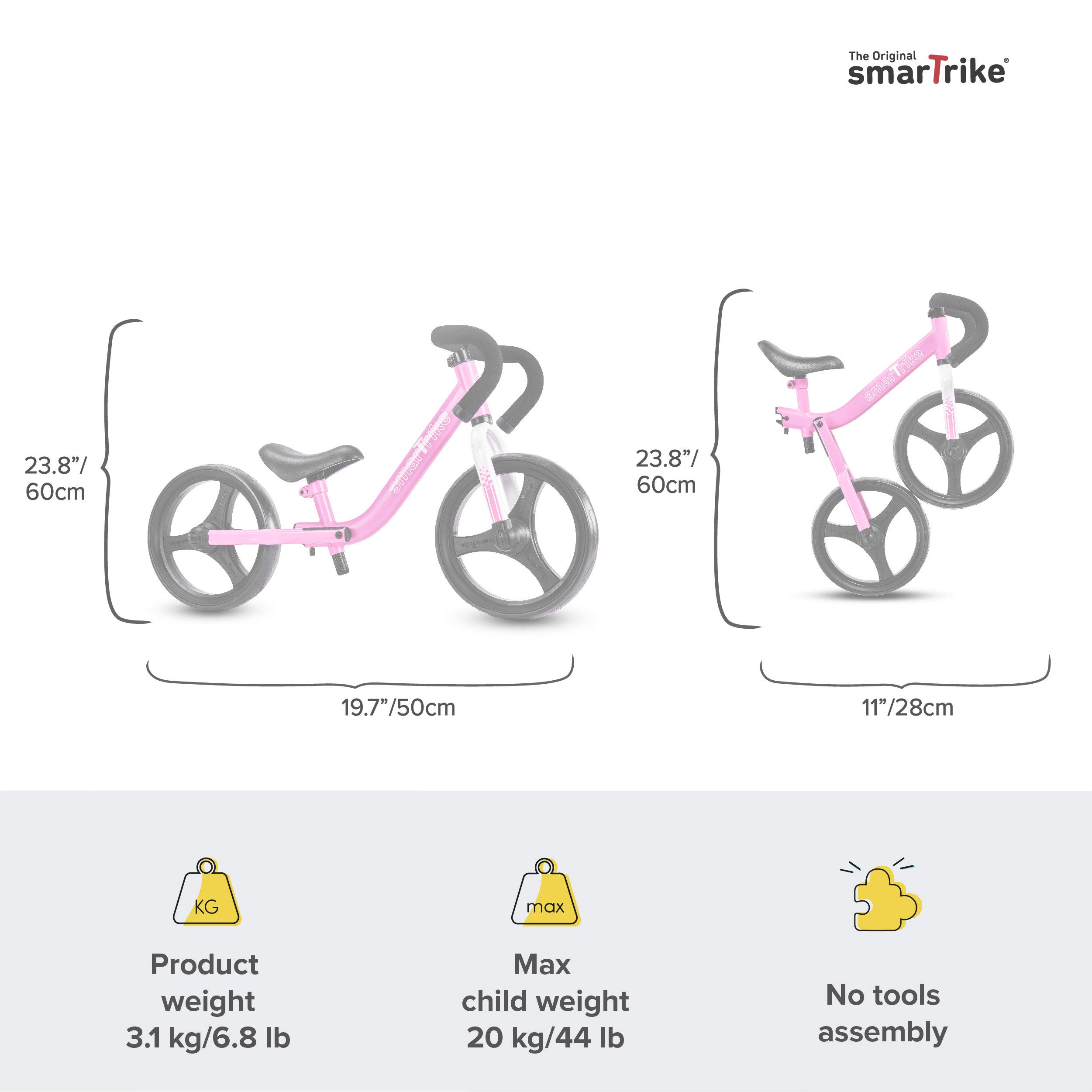 smarTrike Balance Bike for 1, 2, 3, 4, and 5 Year Old Boys & Girls - Folding Kids Balancing Bike - Adjustable Bicycle for Toddlers - 10 inch Puncture Free Wheel [Protective Gear Included]