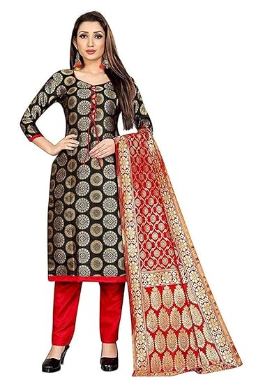 Paradise Creation Womens Banasari Silk Dupatta (Red)
