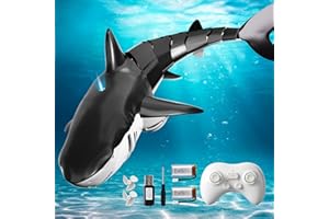 BLmukce 2.4GHz Remote Control Shark Toy for Pool, 1:18 Scale High Simulation RC Shark with Light & Spray Water, Electric Remote Controlled Swimming Water Pool Toys for 4 5 6 7 Year olds Kid Boys Girls