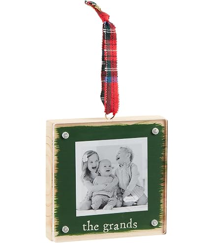 Cornetta Portafoto In Legno E Acrilico Mud Pie – Con Calamite Per Foto 5x5 Cm – Idea Regalo Famiglia