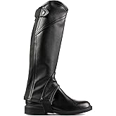 HORZE Unisex Soft Leather Zip-Up Equestrian Kids Half Chaps for Horseback Riding | See Size Chart in Description